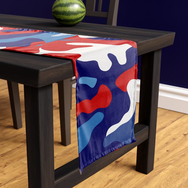 Patriotic Camouflage Red White and Blue Camo Short Table Runner (Creator Uploaded)