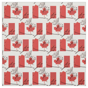 Patriotic CANADA FLAG Map Outline Fabric