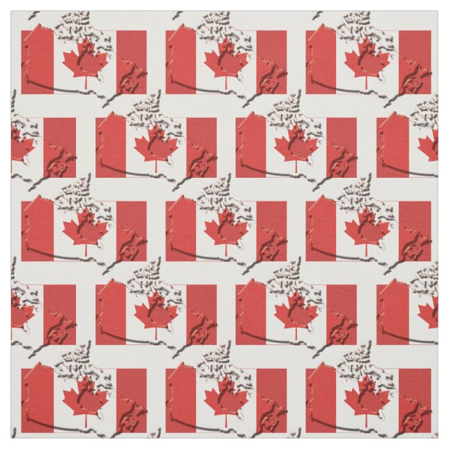 Patriotic CANADA FLAG Map Outline Fabric (Swatch)