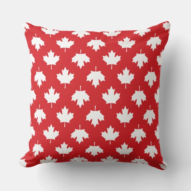 Patriotic Canada Flag Maple Leaf Cushion (Front)