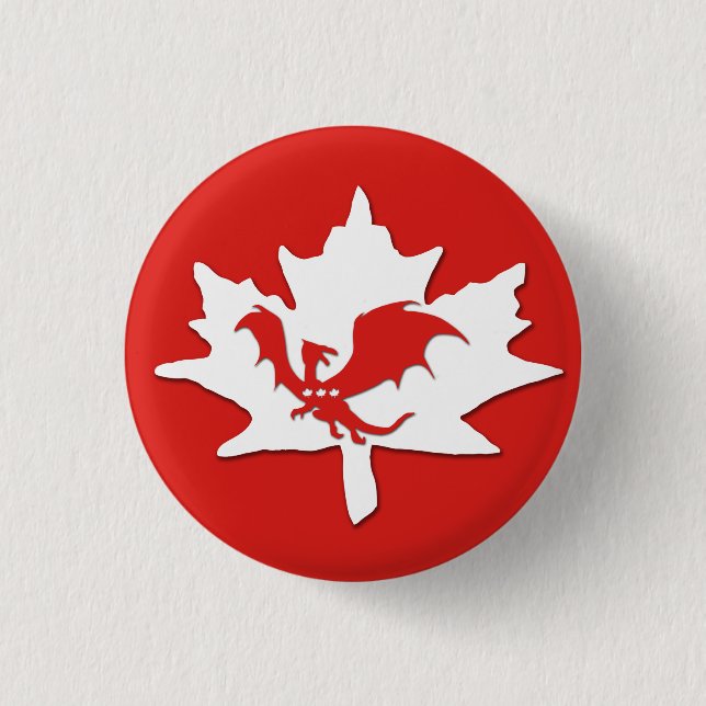 Patriotic Canadian Dragon Red 3 Cm Round Badge (Front)