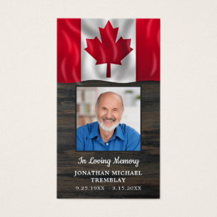 Patriotic Canadian Flag Memorial Funeral Prayer Ca