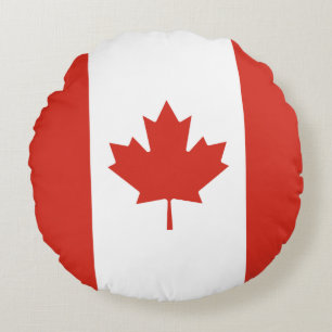 Patriotic Canadian Flag Round Cushion
