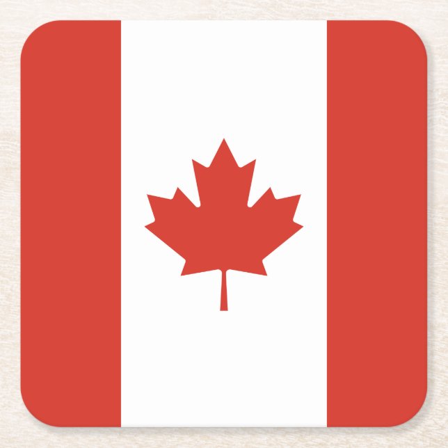 Patriotic Canadian Flag Square Paper Coaster (Front)