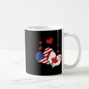 Patriotic Canadian Usa Flag America Lover Hearts C Coffee Mug