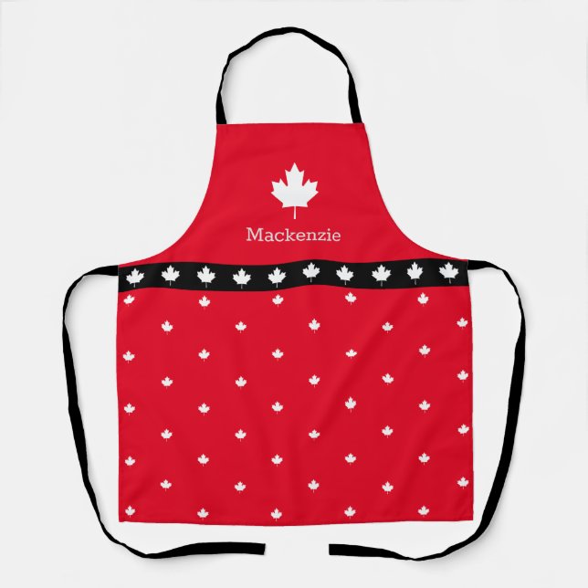 Patriotic Canadian White Maple Leaf Apron (Front)