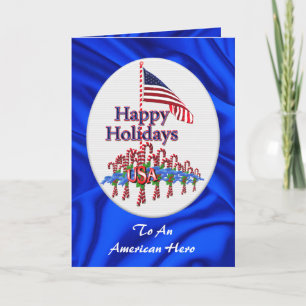 Patriotic Candy Canes Christmas Card