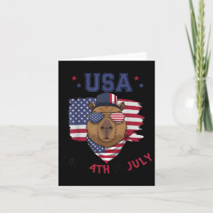 Patriotic Capybara American Flag Usa 4th Of July B Card