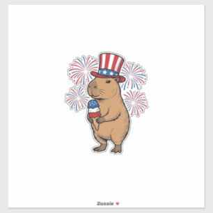 Patriotic Capybara Ice Cream Fireworks Shirt Desig