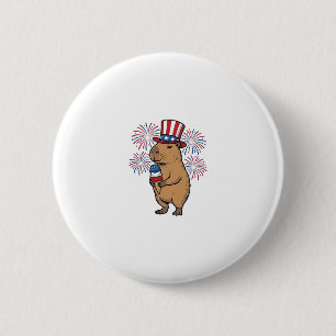 Patriotic Capybara Ice Cream Fireworks Shirt Desig 6 Cm Round Badge