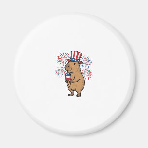 Patriotic Capybara Ice Cream Fireworks Shirt Desig Magnet