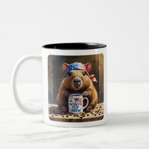 Patriotic Capybara-Merica Morning Brew Art Two-Tone Coffee Mug