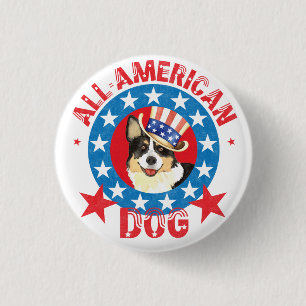 Patriotic Cardigan Welsh Corgi Pinback Button