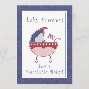 Patriotic Carriage Baby Shower Invitation