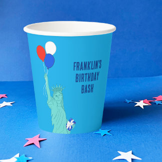 Patriotic Cartoon Statue of Liberty Birthday Party Paper Cups