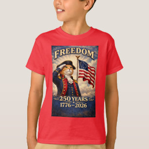 Patriotic Cat 250 Years July 4 American Pride T-Shirt