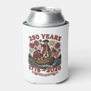 Patriotic Cat 250th America Anniversary 1776-2026 Can Cooler