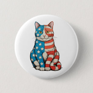 Patriotic Cat 4th Of July 250th Anniversary 6 Cm Round Badge