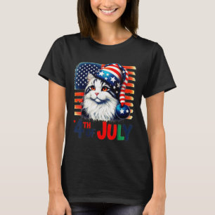 Patriotic Cat 4th Of July American Flag Funny Usa T-Shirt