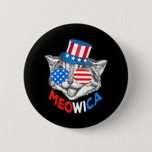 Patriotic Cat 4th of July American Flag Girls 6 Cm Round Badge