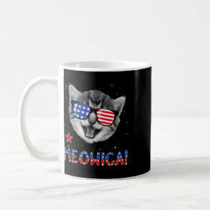 Patriotic Cat 4th Of July Meowica American Flag Te Coffee Mug