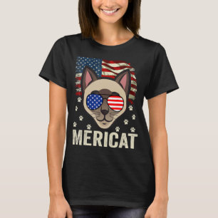 Patriotic Cat 4th Of July Usa Flag Siamese Cat T-Shirt