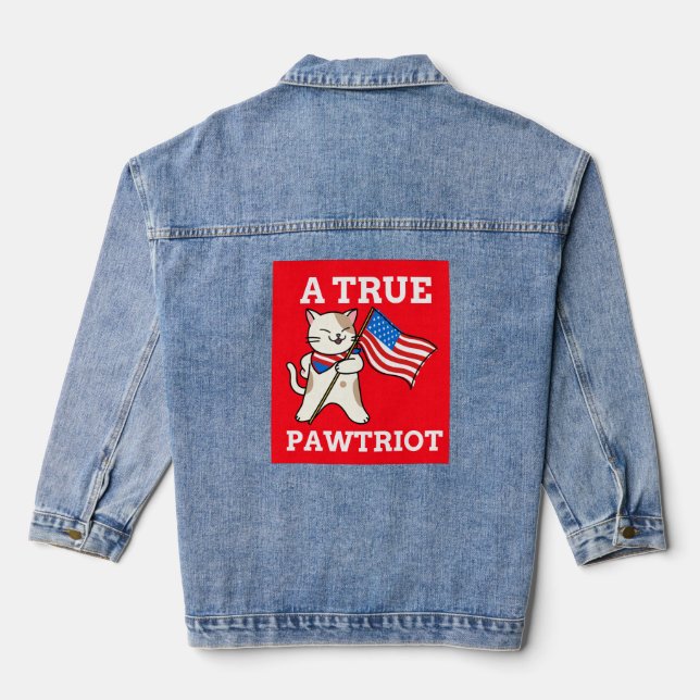 PATRIOTIC CAT A TRUE PAWTRIOT DENIM JACKET (Back)