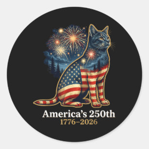 Patriotic Cat Aamericas 250th Anniversary 1776 Classic Round Sticker