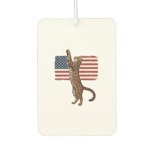 Patriotic Cat American Flag Vintage Vector Design_ Car Air Freshener