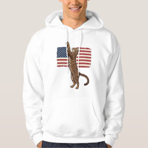 Patriotic Cat American Flag Vintage Vector Design_ Hoodie