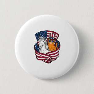 Patriotic Cat and Unicorn Vintage Vector Design_1 6 Cm Round Badge