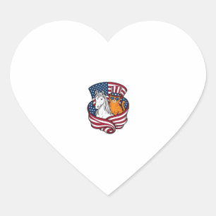 Patriotic Cat and Unicorn Vintage Vector Design_1 Heart Sticker