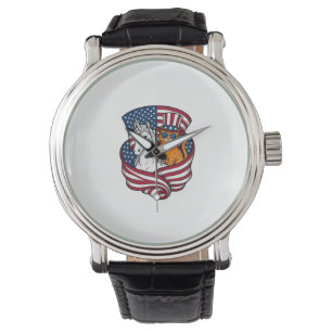 Patriotic Cat and Unicorn Vintage Vector Design_1 Watch