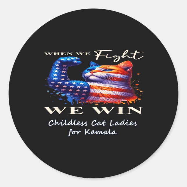 Patriotic Cat  Classic Round Sticker (Front)