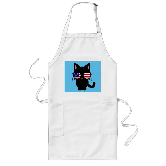 Patriotic Cat Kitchen Apron (Front)