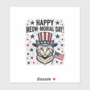 Patriotic Cat Meow-Morial Day Vintage Vector Desig