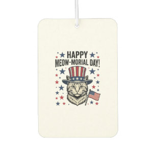 Patriotic Cat Meow-Morial Day Vintage Vector Desig Car Air Freshener