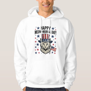 Patriotic Cat Meow-Morial Day Vintage Vector Desig Hoodie