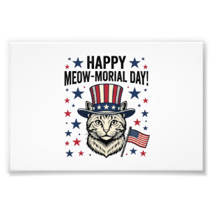 Patriotic Cat Meow-Morial Day Vintage Vector Desig Photo Print