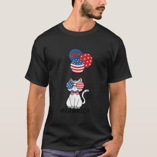 Patriotic Cat Meowica 4Th Of July Kitten T-Shirt