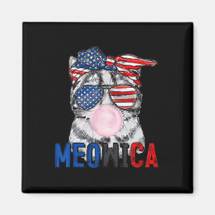 Patriotic Cat Meowica Bubblegum 4th Of July Funny Magnet