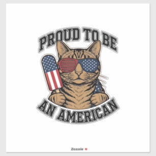 Patriotic Cat Proud to Be American Vintage Vector