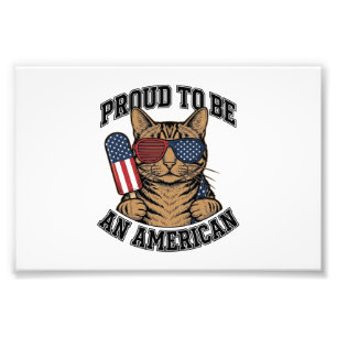 Patriotic Cat Proud to Be American Vintage Vector Photo Print