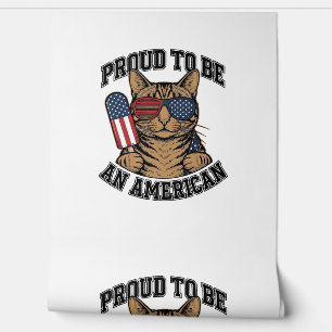 Patriotic Cat Proud to Be American Vintage Vector Wallpaper