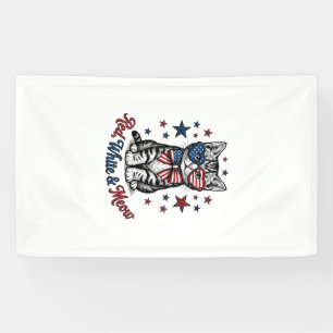 Patriotic Cat Red White and Meow Vintage Design_1 Banner