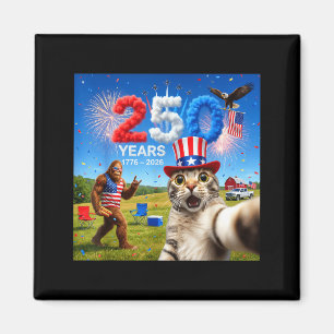 Patriotic Cat Selfie Bigfoot 250th Anniversary Magnet