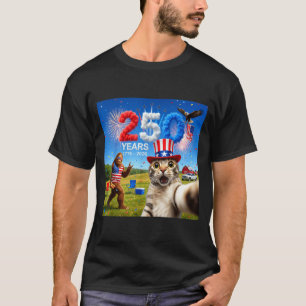 Patriotic Cat Selfie Bigfoot 250th Anniversary T-Shirt