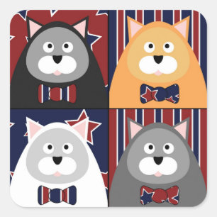 Patriotic Cat Square Stickers
