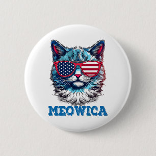Patriotic Cat Sungles American Flag 4th Of July Me 6 Cm Round Badge