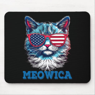 Patriotic Cat Sungles American Flag 4th Of July Me Mouse Pad